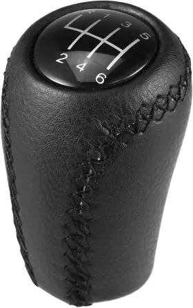 Acropix 231130000296 Black 6 Speed Manual Gear Shift Knob Stick Shifter Silver Tone