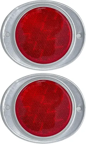 Rf3023 All Star Truck Parts Amber/red 3 Inch Round Reflector With Aluminum Base 2x Red