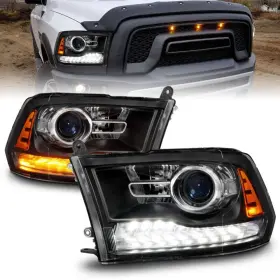 Anzo 846959056046 09-18 Dodge Ram 1500/2500/3500 Led Plank Style Headlights Switchback Sequ