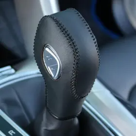 Branded Tj365/366 Pu Carbon Fiber Car Gear Shift Knob Cover Fit Black Leather Thread