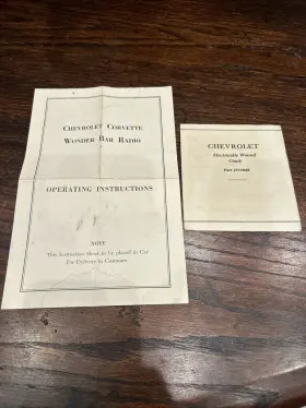 7271626 Chevrolet Original Corvette Wonder Bar Radio Operating Instructions Ncrs