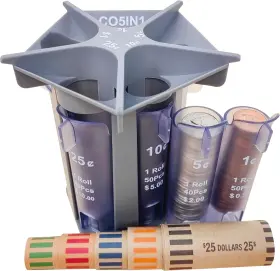 Co5in1-lg Co5in1 Change Sorter Tube As Coin Counter Machine With Wrappers Light Grey