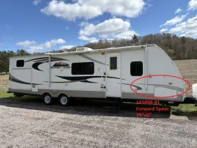 143898-01 Crossroads Rv 2010 Sunset Trail Decals 74x8 Inch Forward Spear Stripes L&r Camper