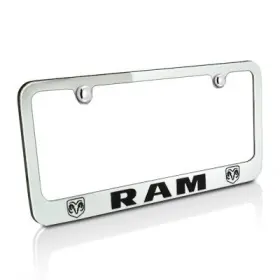 9232490 Dodge Ram Dual Logo Chrome Metal License Plate Frame