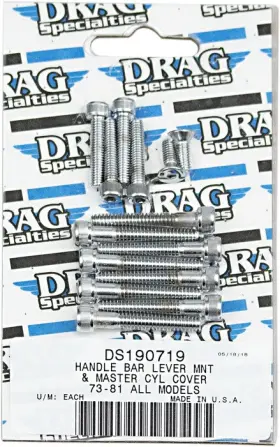248038 Drag Specialties Ds Handlebar Lever Mount/master Cylinder Cover Knurled Bolt Set Chrome #248038
