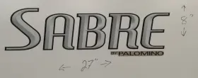 304689 Forest River 2pcs 2013 Sabre By Palomino Rv Side / Rear Logo Decals 27x8 Inch Tan