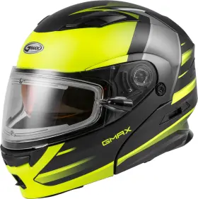 M4012746 Gmax Md-01s Modular W Elec Shield Descendant Matte Blk Hi-vis Helmet Size Large