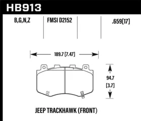 Hawk Performance 840653056517 18-19 Jeep Grand Cherokee Trackhawk Hps 5.0 Front Brake Pads