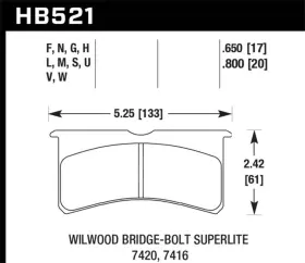 Hb521m.800 Hawk Performance Fits Wilwood Superlite 4r/6r/sl4r/4/6 Forged Black R