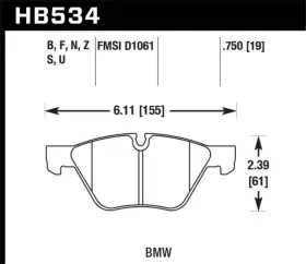 Hb534d.750 Hawk Performance Fits 2011 Bmw 125i Front Er-1 Brake Pads