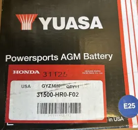 31500-hr0-f02 Honda Oem Part Battery Gyz16h Yuasa