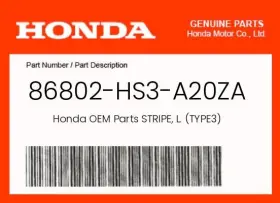 86802-hs3-a20za Honda Genuine Stripe L. Type3 -