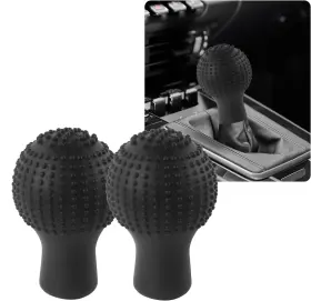 Ihotder-3h-1200 Ihotder 2pcs Car Gear Shif Cover Silicone Anti-slip Automotive Shift Knob Black