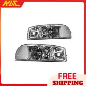 Bul070383 Kac 2pcs Chrome For 1999-2006 Gmc Sierra 1500 2500hd /00-06 Yukon Headlight Assembly