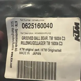 0625160040 Ktm Genuine Grooved Ball Bear. Tm 16004 C3 - A55