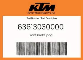 Ktm 63613030000 Genuine Front Brake Pad -