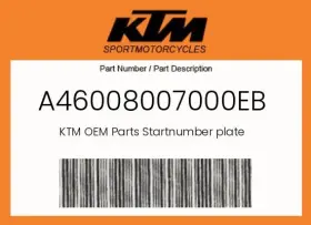 A46008007000eb Ktm Genuine Startnumber Plate -
