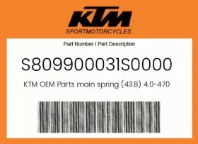 S809900031s0000 Ktm Genuine Main Spring 43.8 4.0-470 Fork Cpl. -