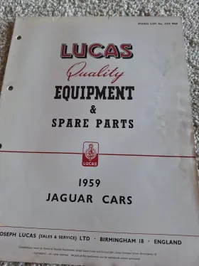 Cce906 Lucas Cce906/63 Jaguar Xke Mk.2 Etc Automotive Parts Catalog Year 1959