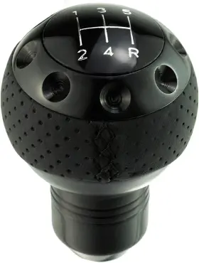 Dw614d Lunsom 5 Speed Leather Shift Knob Manual Transmission Handle Ball Gear Black