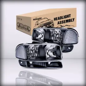 N1h1gs04a8 Nilight Headlight - Assembly Compatible For 1999 2000 2001 Black Housing Clea