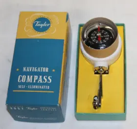 2957 Nos Vintage 1959 Taylor Auto Boat Self Illuminated Compass Navigator