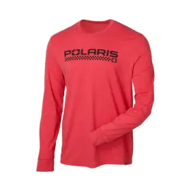 286250603 Polaris New Oem M Mens Red Lightweight Checkered Long Sleeve Tee