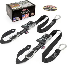 30762 Powertye 1.5in X 6.5ft Heavy Duty Ratchet Tie-down Straps With 6.5 Ft Black