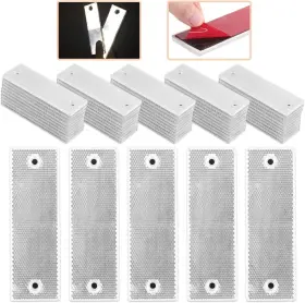 R-wct-50 Rustark 50 Pcs White Plastic Rectangular Stick-on Car Reflector Sticker