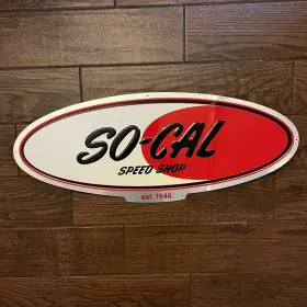 S93176 So-cal Speed Shop Classic Oval Logo Garage Tin Embossed Sign 32 Inch X 13 - Damaged