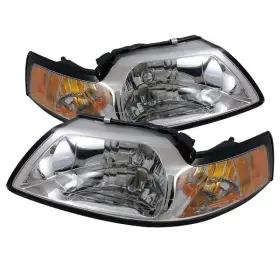 Hd-jh-fm99-am-c Spyder 847245064493 Xtune Ford Mustang 99-04 Amber Crystal Headlights Chrome