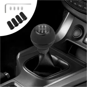 Dang-1905 Stacool 5 Speed Shift Knob With 4pcs Adapter Leather Ball Shaped Gear Shifter Black