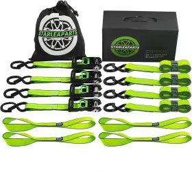 B2515sh-4gre Starleaparts Motorcycle Tie Down Strap 4pk - 2 100lb 1 Inch X 15ft Green