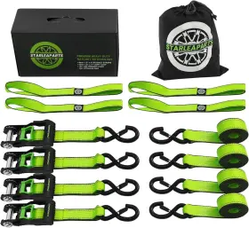 B3808sh-4gre Starleaparts Motorcycle Tie Down Strap 4pk 1.5inx8ft - 5 250lb 1.5 Inch X 8ft Green
