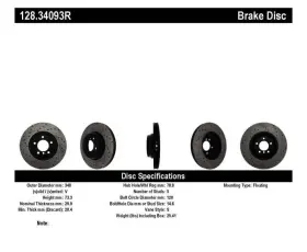 Stoptech 805890639534 07-10 Bmw 335i Cross Drilled Right Front Rotor