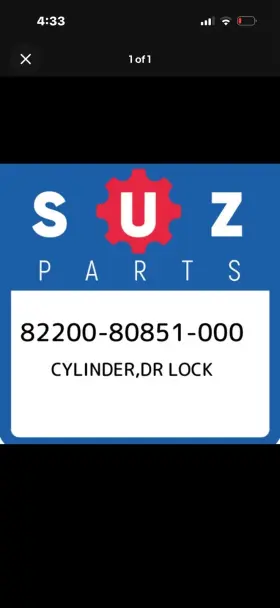 82200-80851-000 Suzuki 8220080851000 Cylinder Dr Lock New Genuine Oem Part 82200-80851-000 Suzuki 8220080851000 Cylinder Dr Lock New Genuine Oem Part
