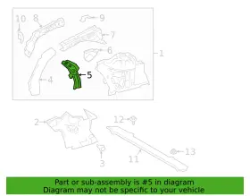 53704-33060 Toyota Apron Sub-assy Front Fender No.2 Lh 5370433060 New Genuine
