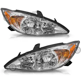 Tca0602885 Unilight-99 Chrome Fit 2002-2004 Toyota Camry Headlights Set Replacement Assembly Left Right