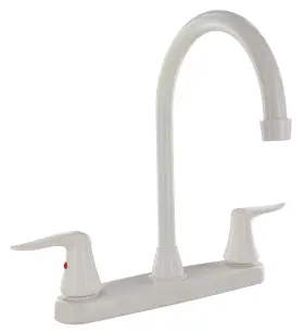 Pf221204 Valterra Faucet 8 Deck White Hi Arc Spout 2 Handle