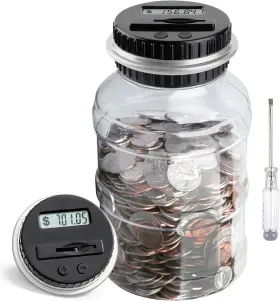 Qh-01 Vcertcpl Large Piggy Bank For Boys Adults Digital Coin Silver