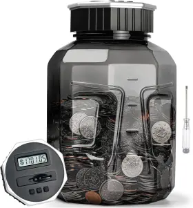 Qh-06 Vcertcpl X-large Piggy Bank For Adults Kids Digital Coin Gray