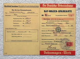 Kdfb001 Vw Original 1939 Kdf-wagen Sparkarte 32 Red Savings Stamps Beetle