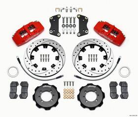Wilwood 889545017434 Dynapro 6 Front Hat Kit 12.19in Drilled Red 2012 Fiat 500 With Lines