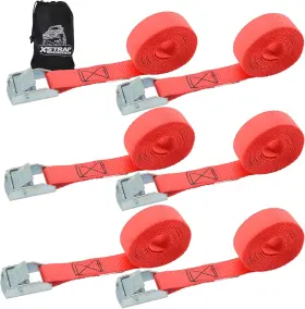 Xs16006-red Xstrap Standard Cam Buckle Straps 6pk 8ft Powersports Tie-downs 1-inch Red