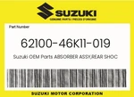 Suzuki Genuine Absorber Assy,rear Shock (bla 62100-46K11-019 New. Price: $732.06.