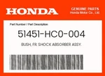 Honda Genuine Bush, Fr. Shock Absorber Assy. 51451-HC0-004 New. Price: $13.73.
