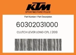 Ktm Genuine Clutch Lever Long Cpl. 2013 - 60302031000 New. Price: $100.32.