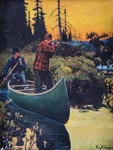 Hunters Canoe, Moose Hunting Theme New Metal Sign: 9X12" Ships Free. Price: $21.88.