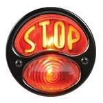Black 12V Duolamp Tail Light W/ Amber "stop" Script On Red Glass Lens License New. Price: $55.95.