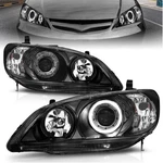 Anzo 121059 Black Projector Headlights W/ Halo For 04-05 Honda Civic 2/3/4 Door New. Price: $362.98.
